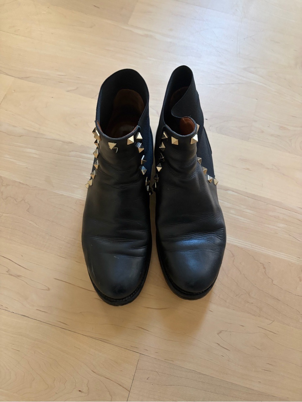 Valentino Garavani Black Leather Studded Chukka Boots - Womens Sz 36.5